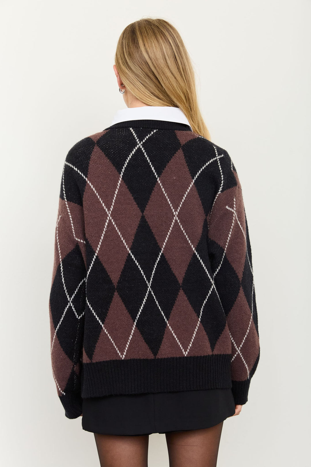 Oversized Argyle Knit - Brown