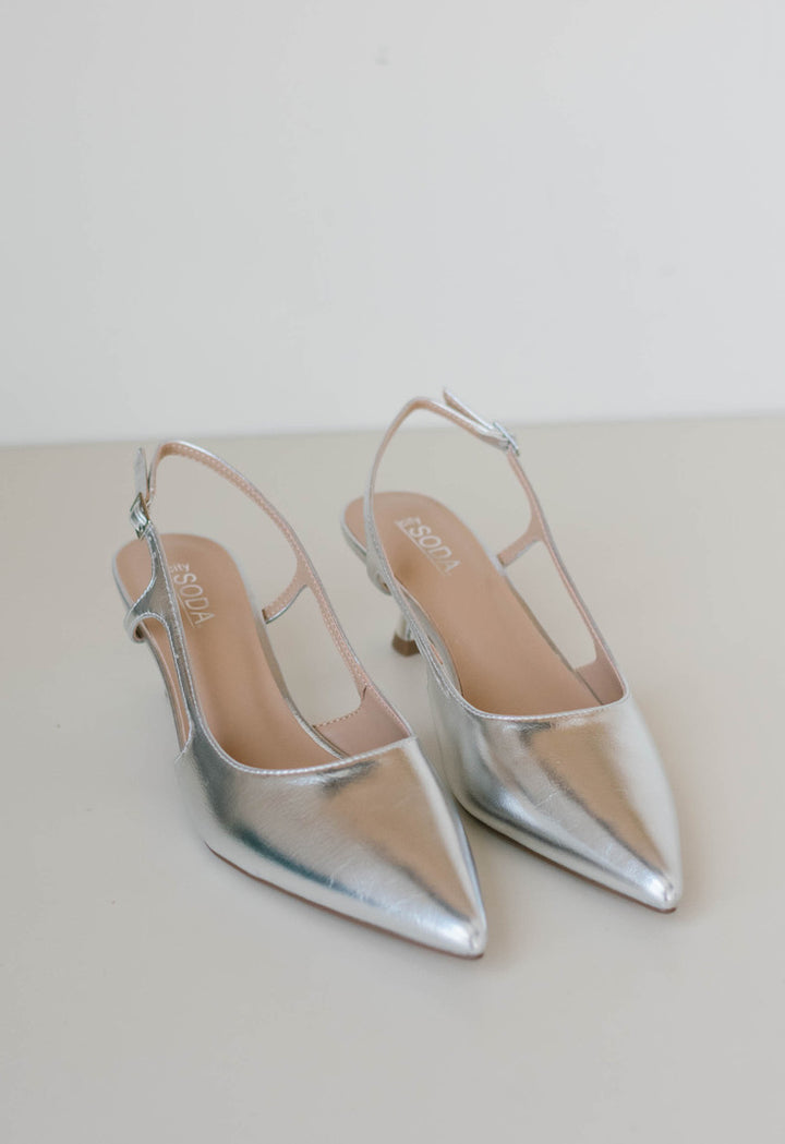 Bell Patent Kitten Heel - Silver