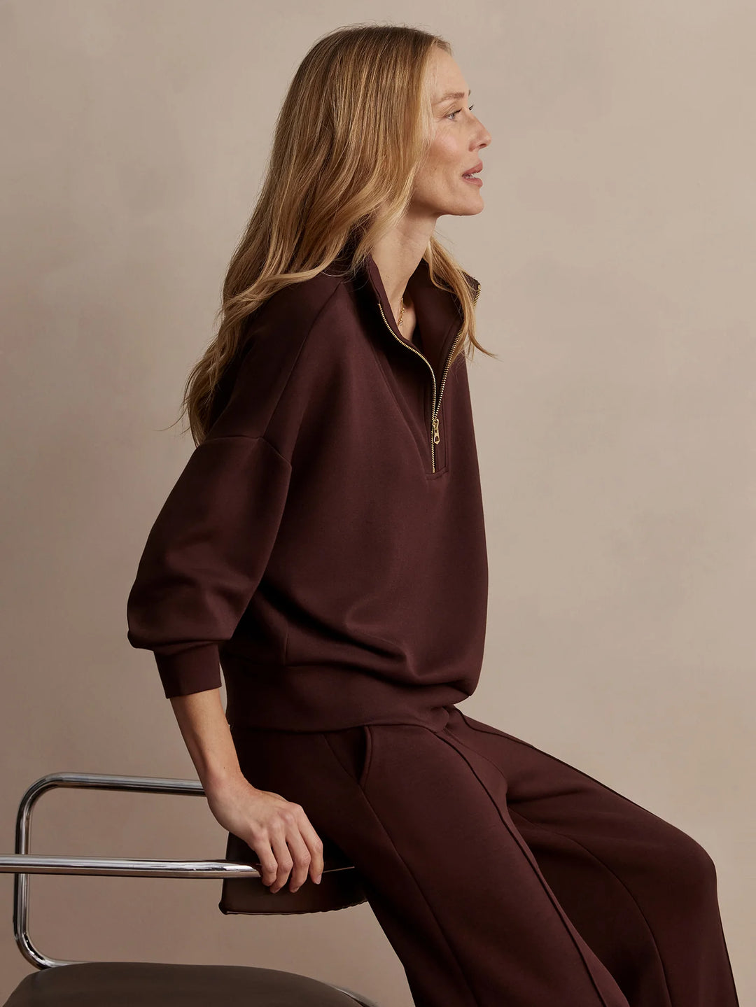 VARLEY | Hawley Half Zip Sweat - Coffee Bean