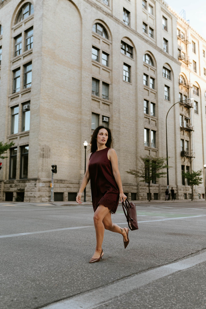 Satin Lace Mini - Oxblood