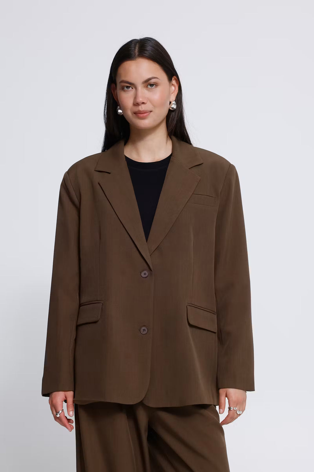 ICHI | Fava Oversized Blazer - Brown Melange