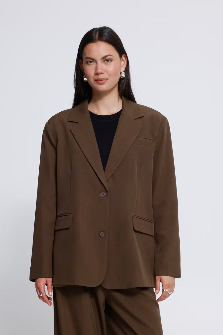 ICHI | Fava Oversized Blazer - Brown Melange