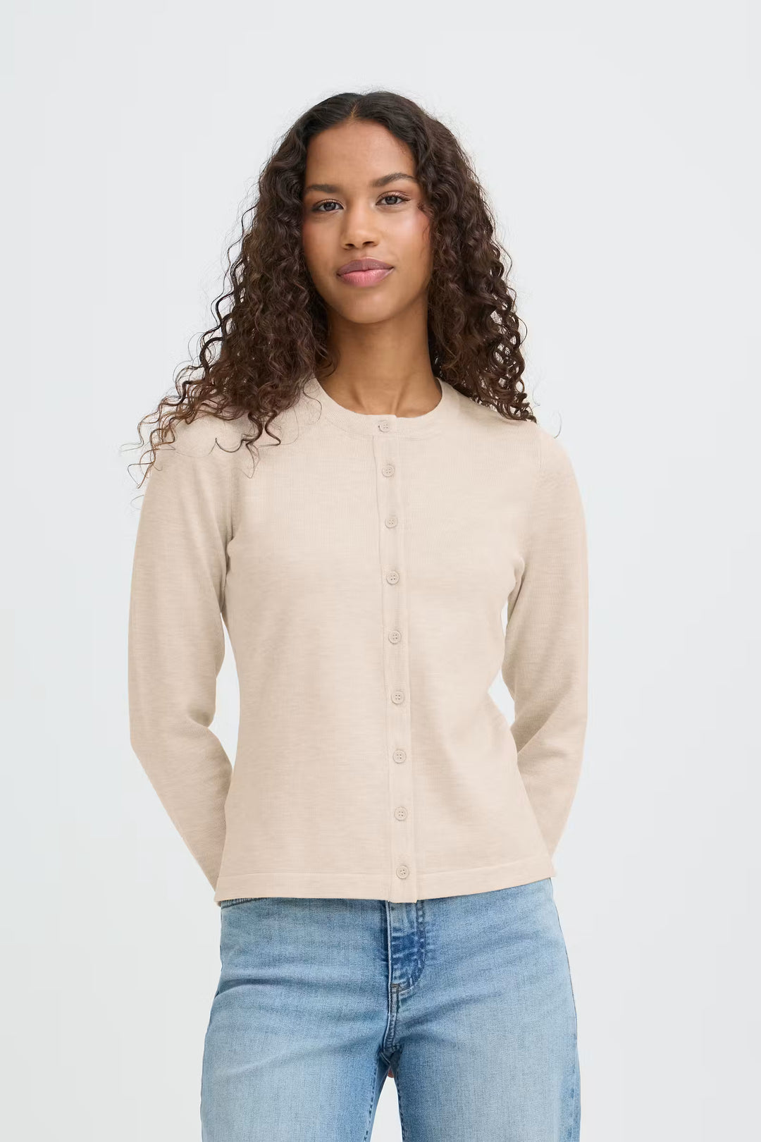 ICHI | Luls O Neck Cardigan - Oatmeal