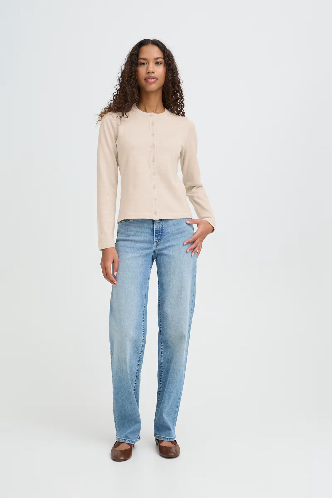 ICHI | Luls O Neck Cardigan - Oatmeal