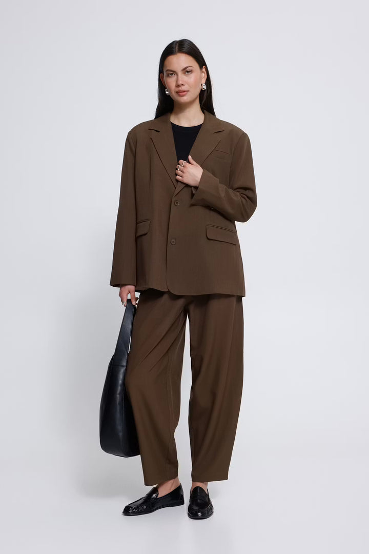 ICHI | Fava Oversized Blazer - Brown Melange