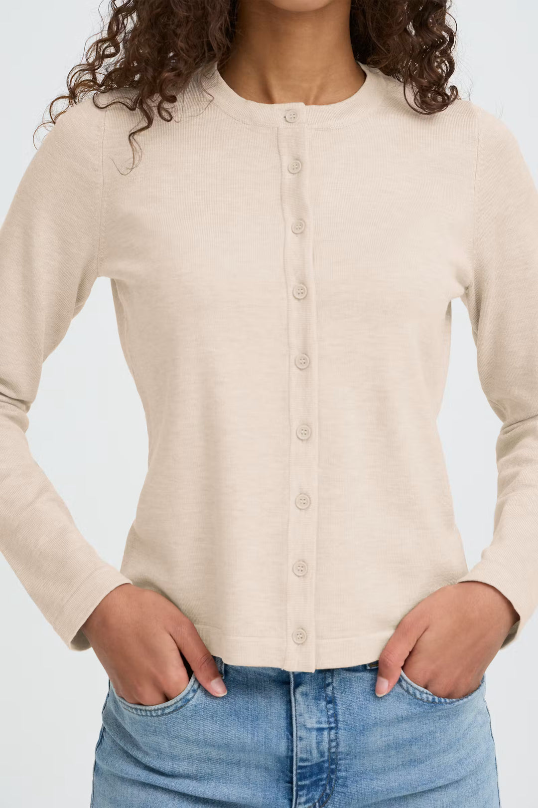ICHI | Luls O Neck Cardigan - Oatmeal