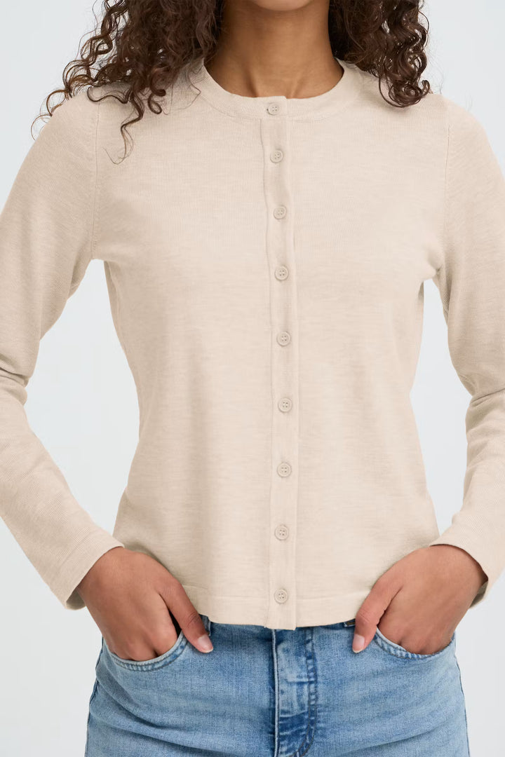 ICHI | Luls O Neck Cardigan - Oatmeal