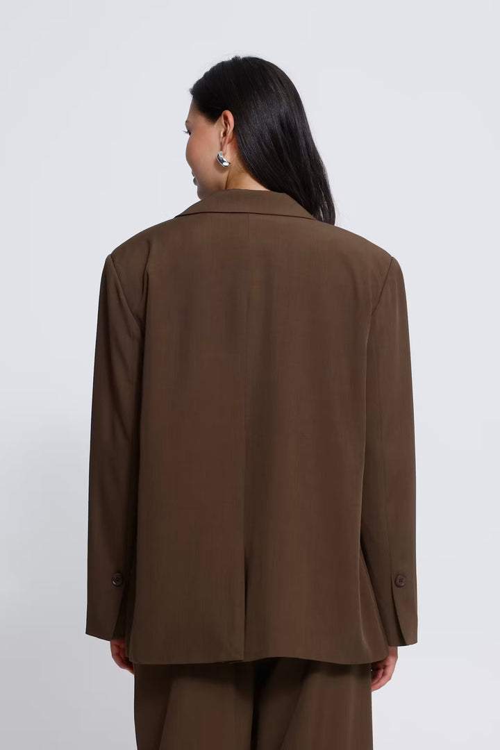 ICHI | Fava Oversized Blazer - Brown Melange