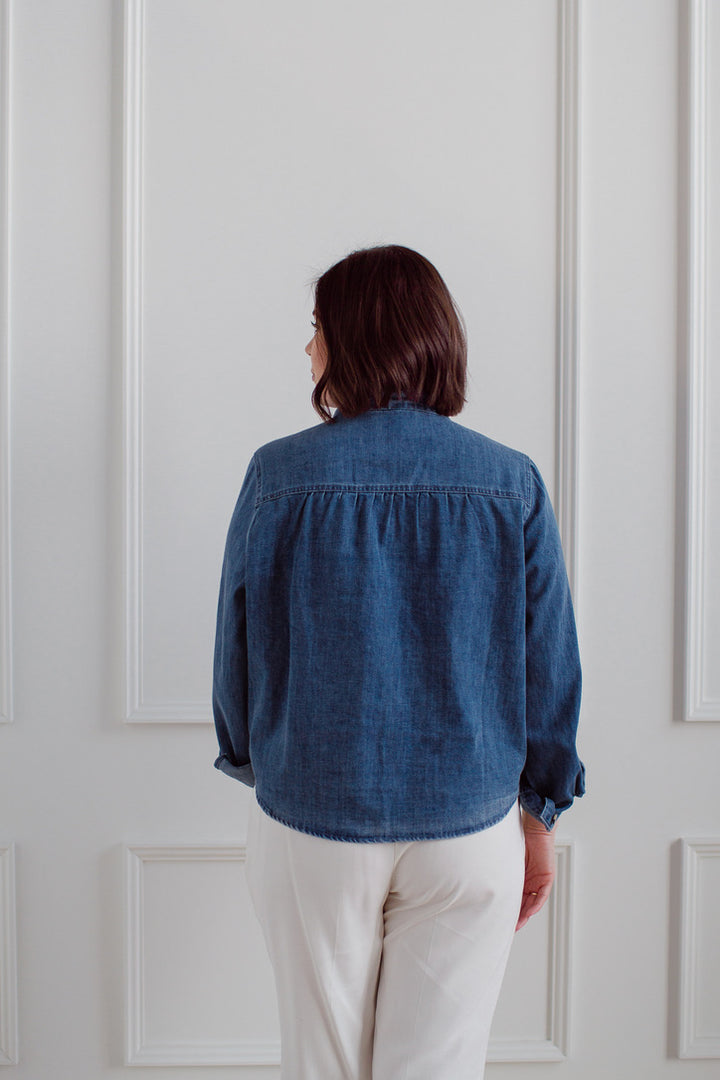 Denim Bow Blouse