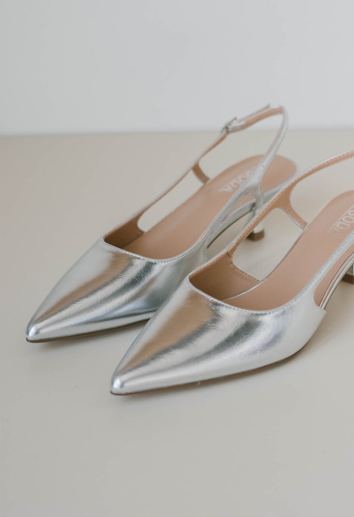 Bell Patent Kitten Heel - Silver