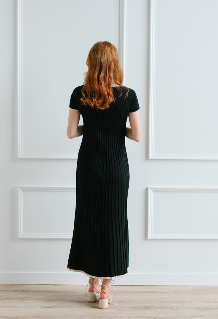 Bexley Pleated Sweater Dress - Black