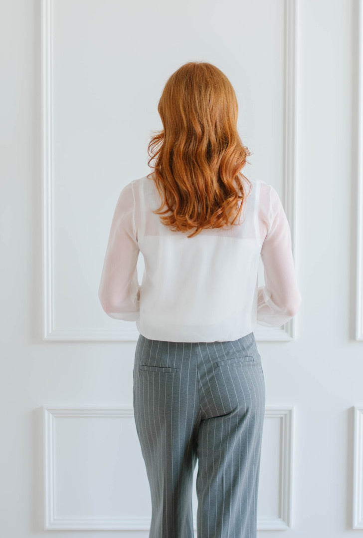 Sheer White Cardigan Set