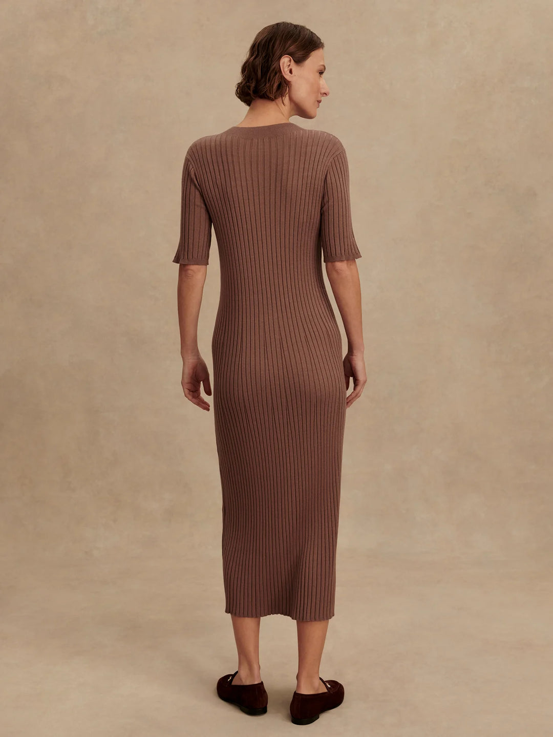 VARLEY | Maeve Rib Knit Dress - Deep Taupe