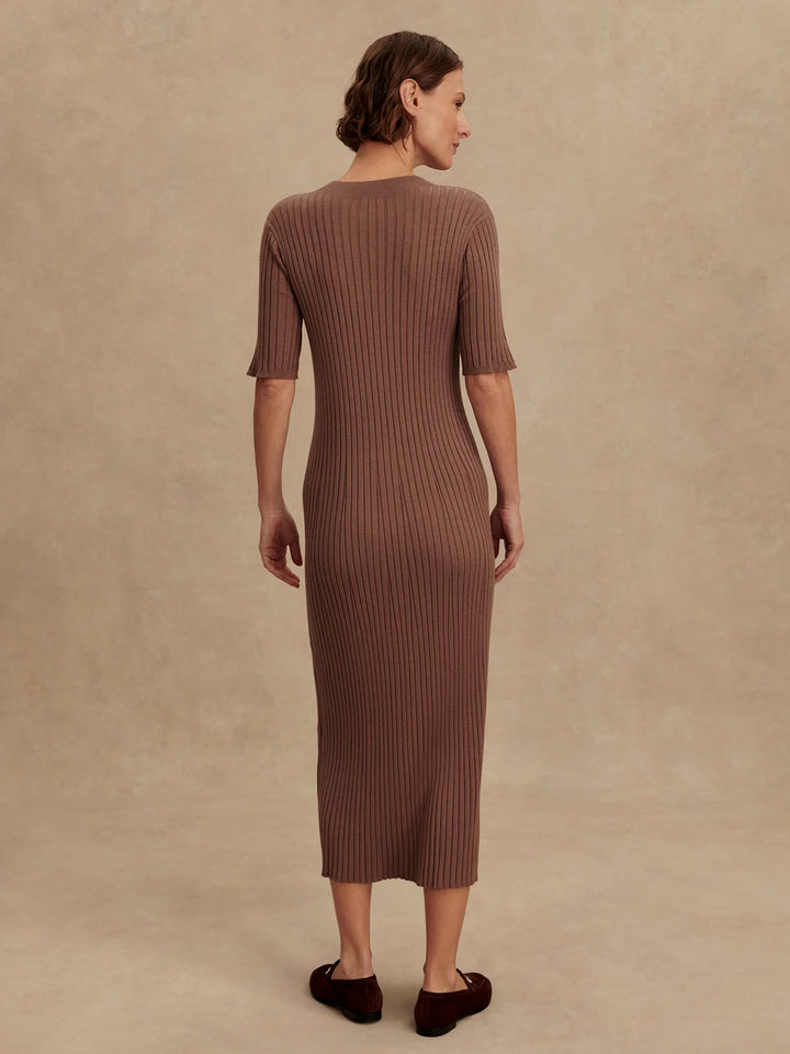 VARLEY | Maeve Rib Knit Dress - Deep Taupe