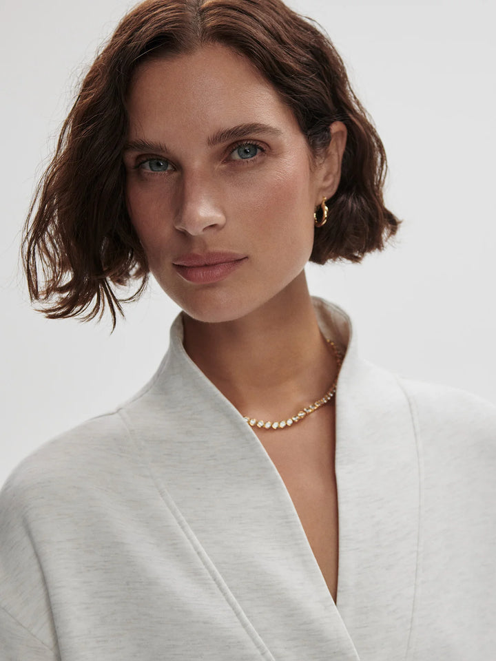 Varley | Celeste Button Through Sweat - Ivory Marl