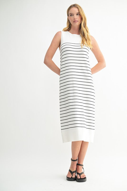 Round Neck Stripe Midi