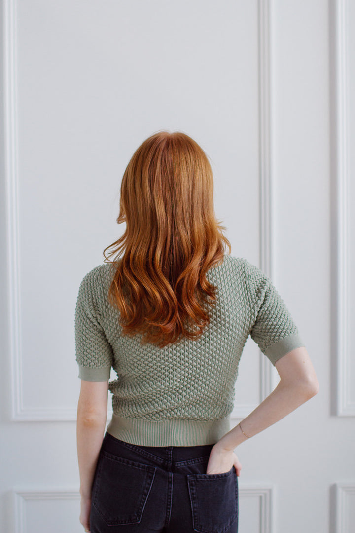 Elise Sage Bubble Knit Tee