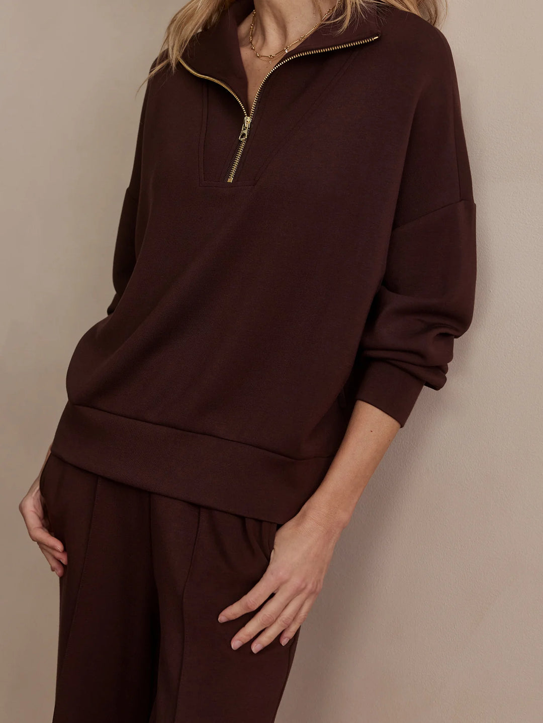 VARLEY | Hawley Half Zip Sweat - Coffee Bean