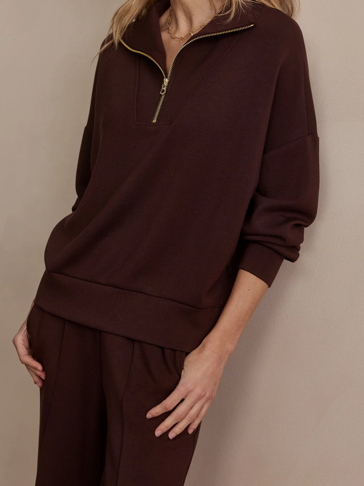 VARLEY | Hawley Half Zip Sweat - Coffee Bean