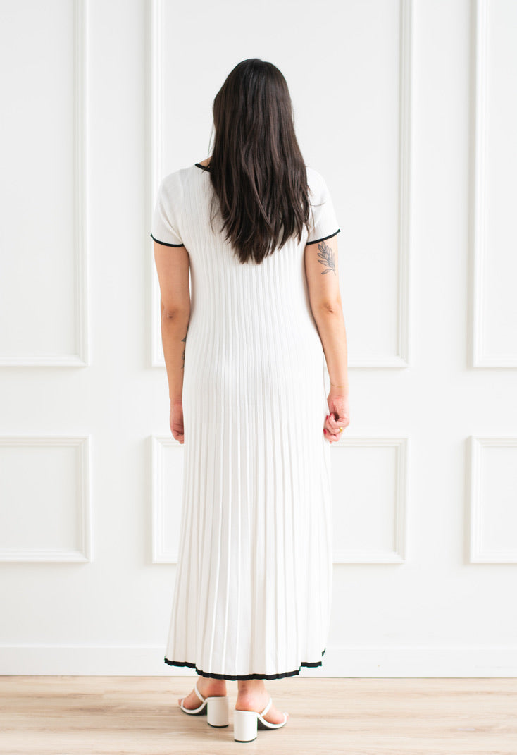 Bexley Pleated Sweater Dress - White