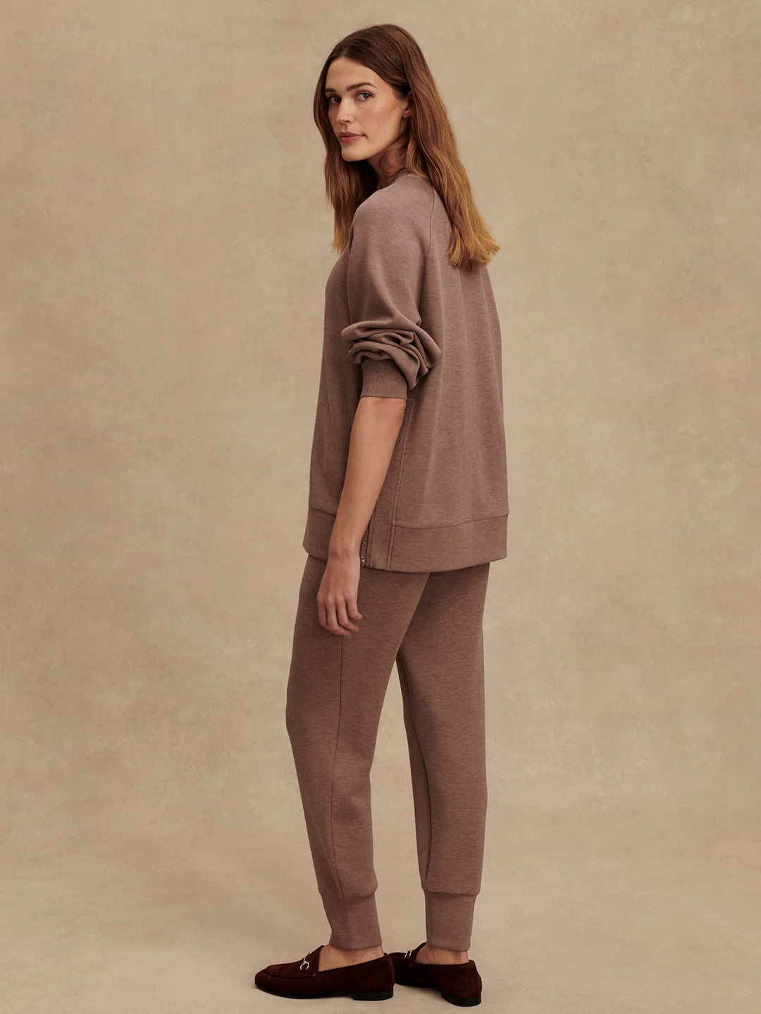 Varley | Nicole Boyfriend Sweat - Deep Taupe Marl Fleck