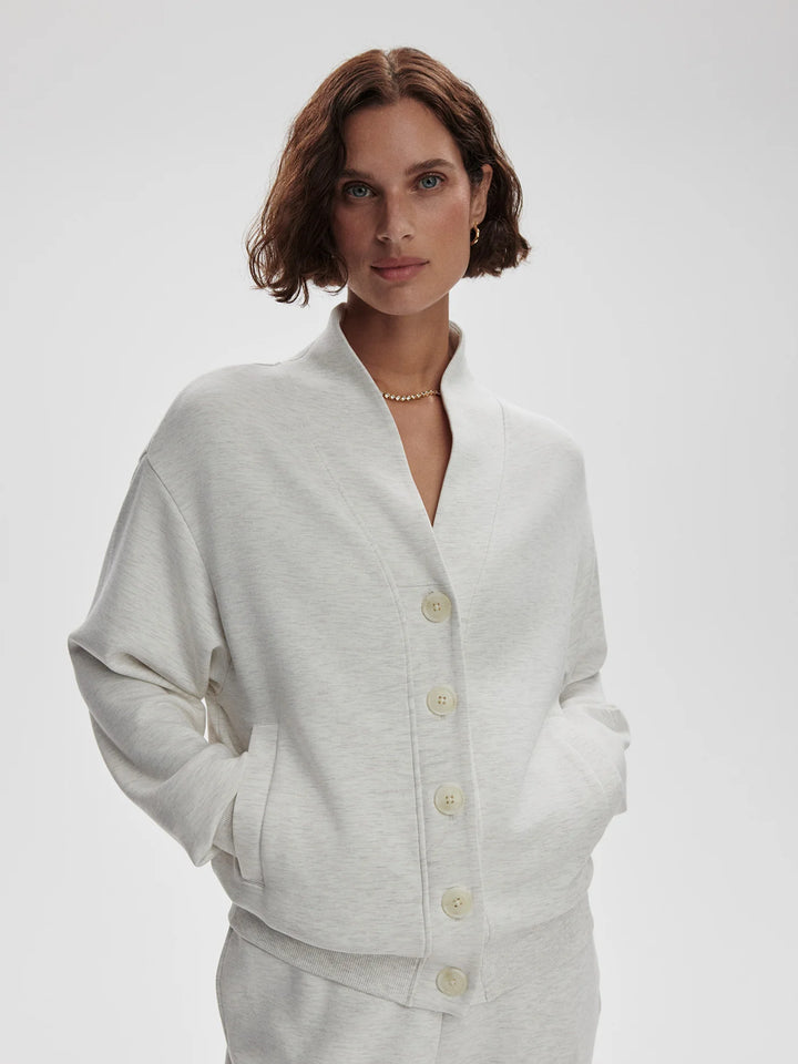 Varley | Celeste Button Through Sweat - Ivory Marl