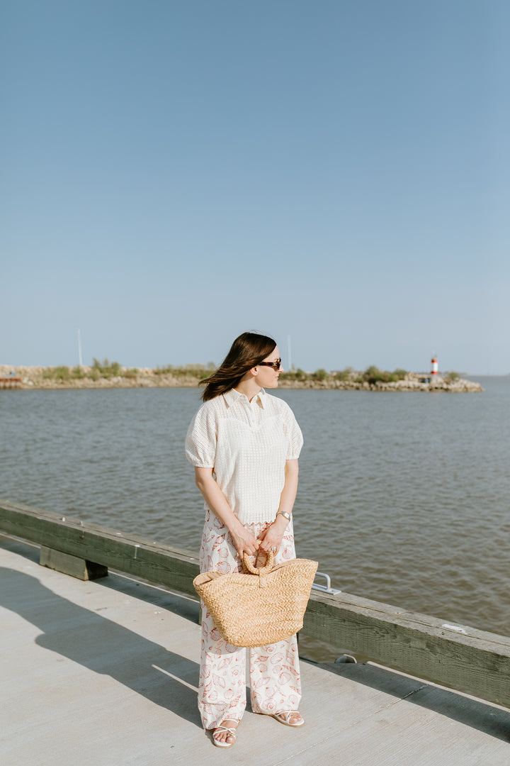 Eyelet Button Down Polo