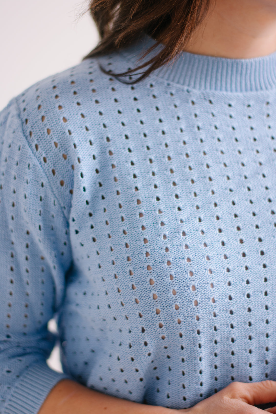 Vista Blue Crochet Sweater | XS-XXL