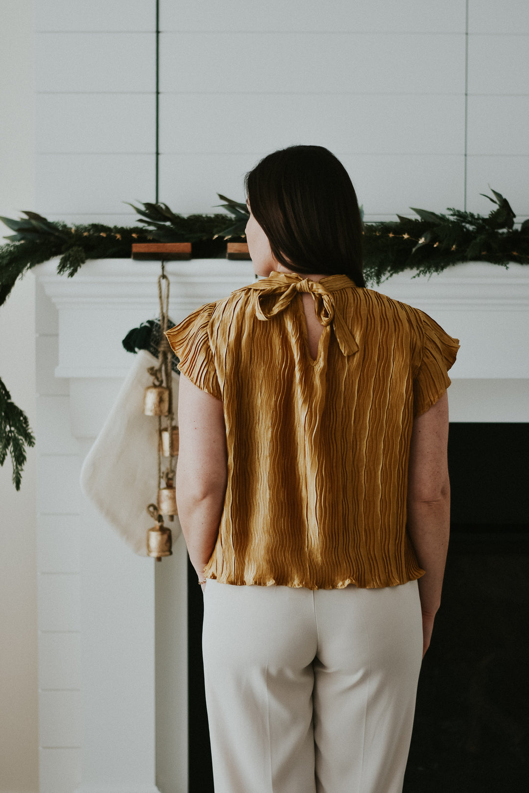 Brushed Gold Pleated Blouse