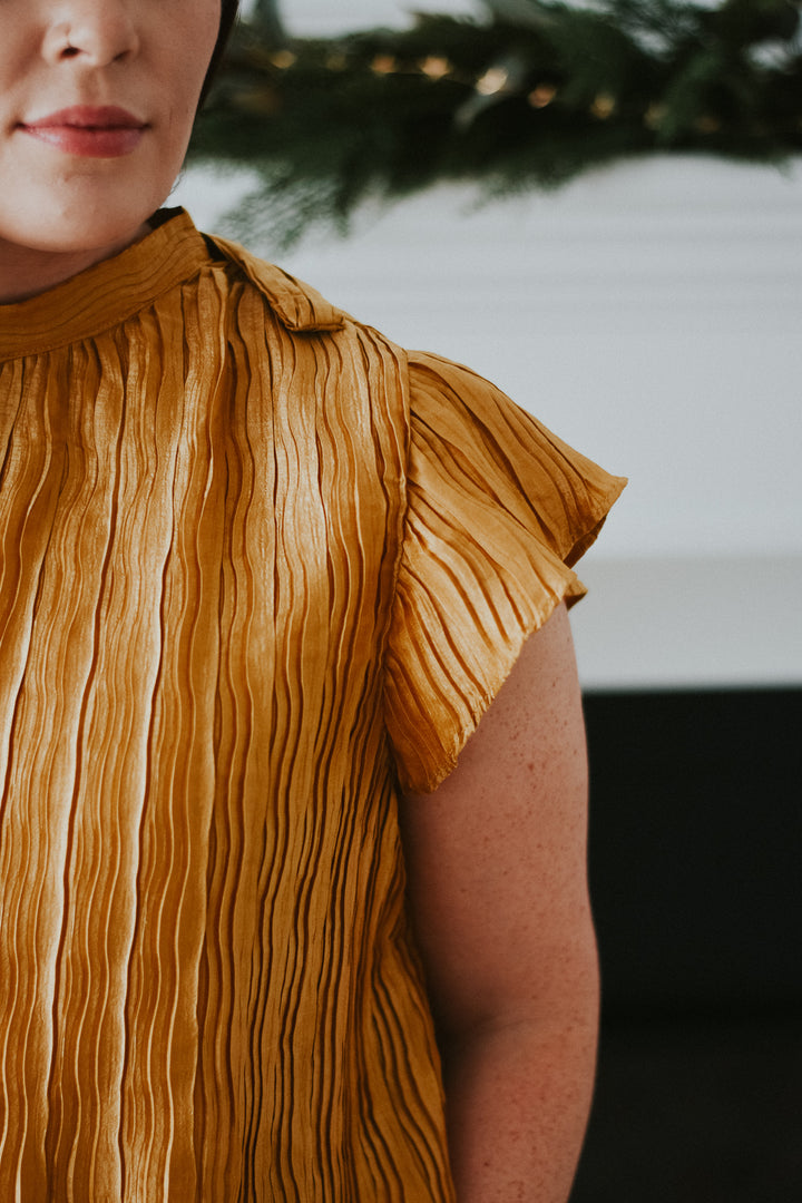 Brushed Gold Pleated Blouse
