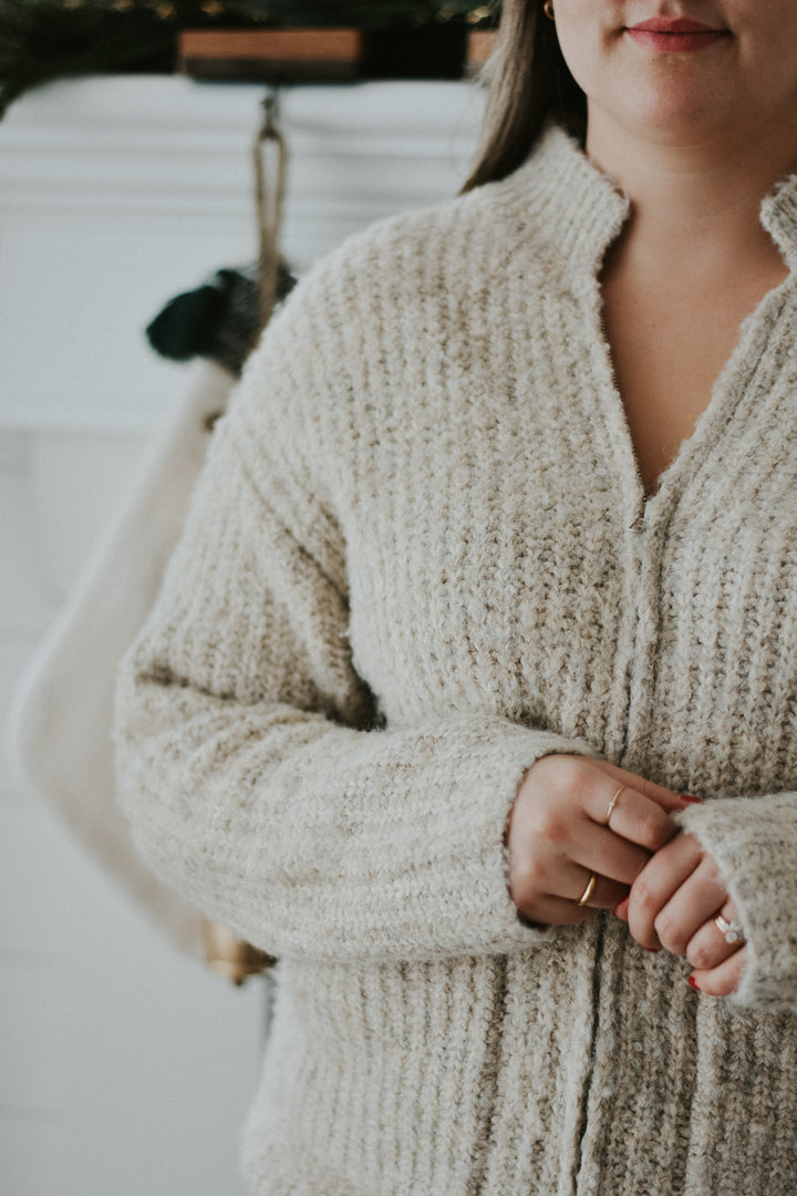 Chunky Zip Sweater | Oatmeal