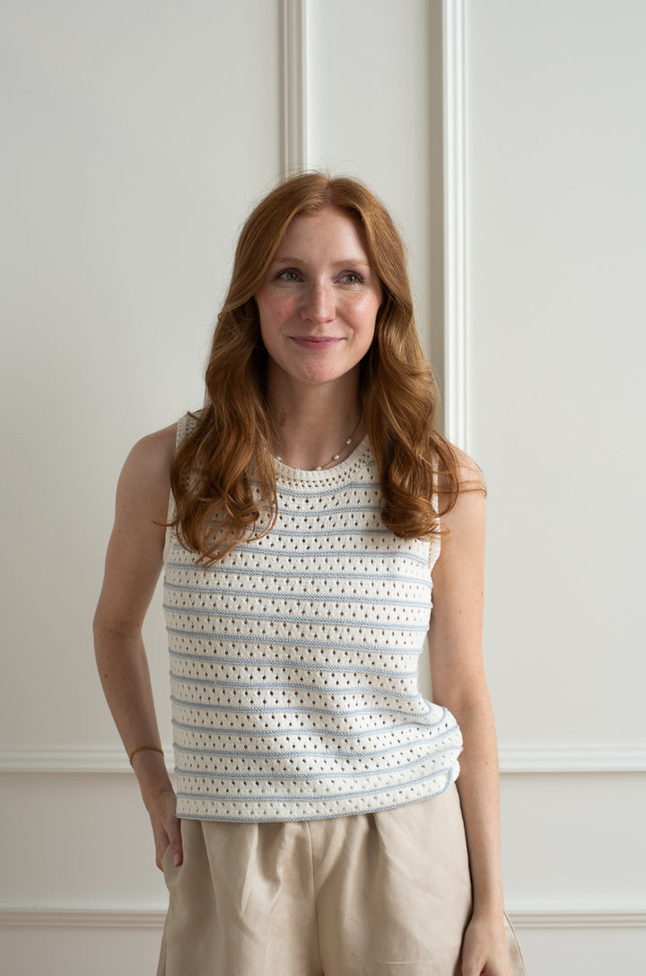 Hamptons Crochet Tank - Baby Blue