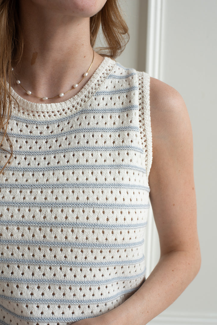 Hamptons Crochet Tank - Baby Blue