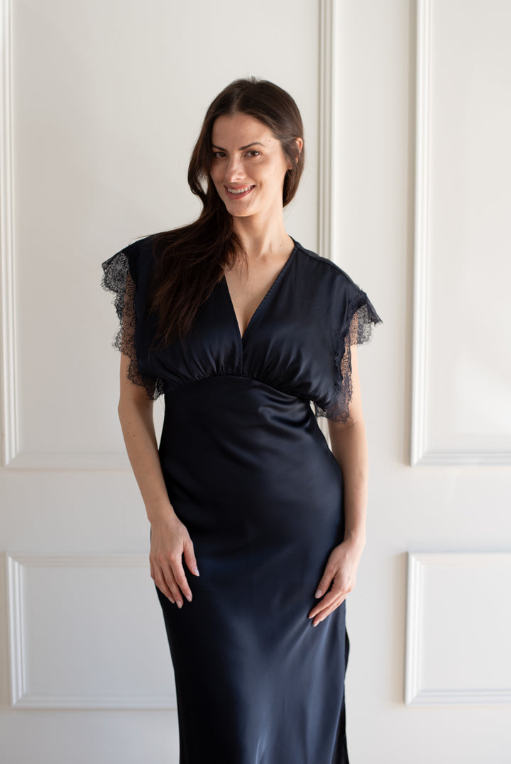 Navy V-neck Maxi
