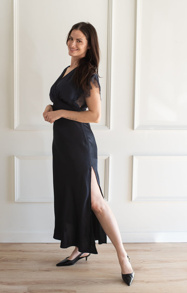 Navy V-neck Maxi