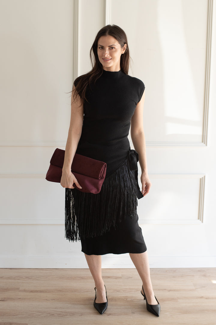 Fringe Wrap Midi - Black