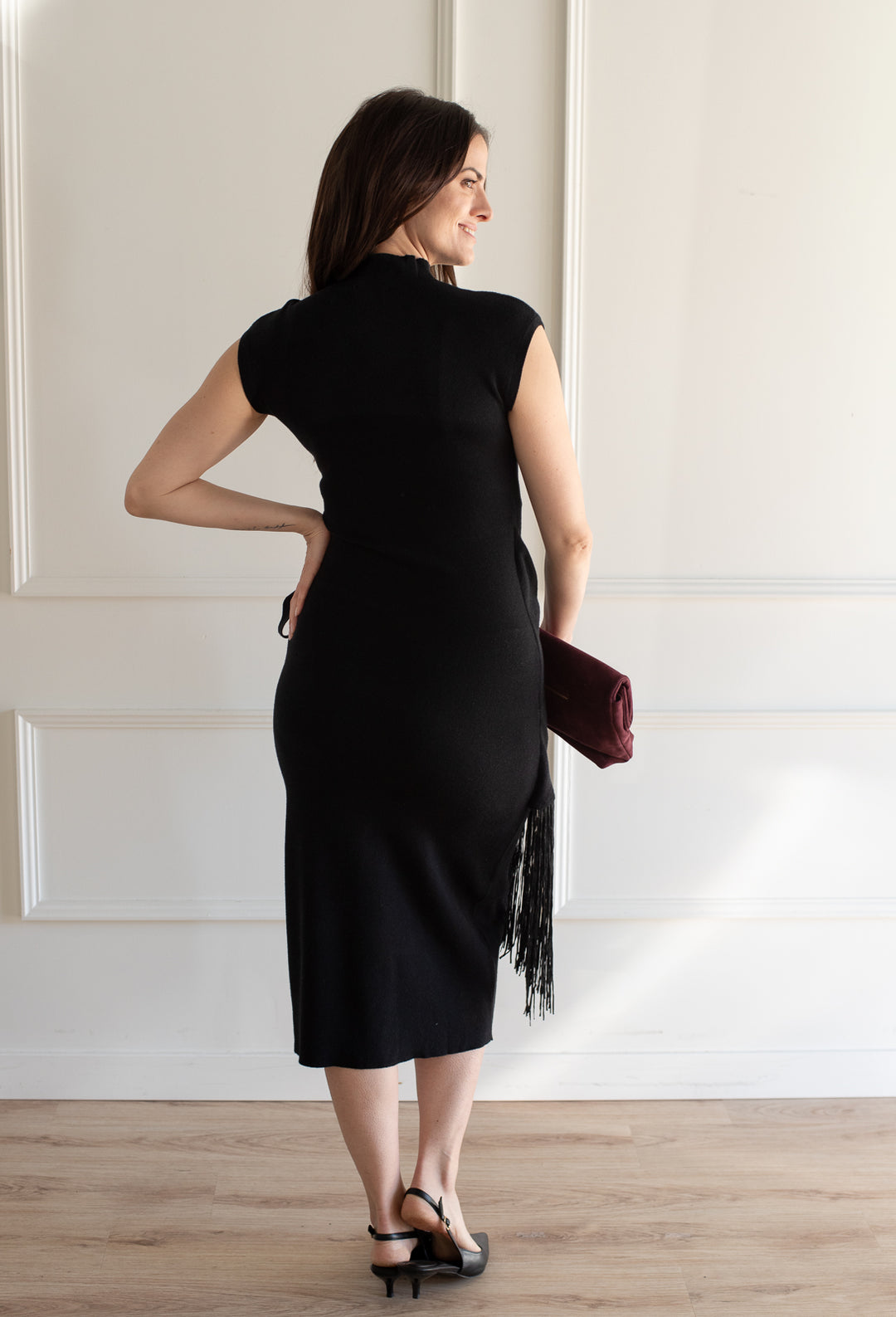 Fringe Wrap Midi - Black