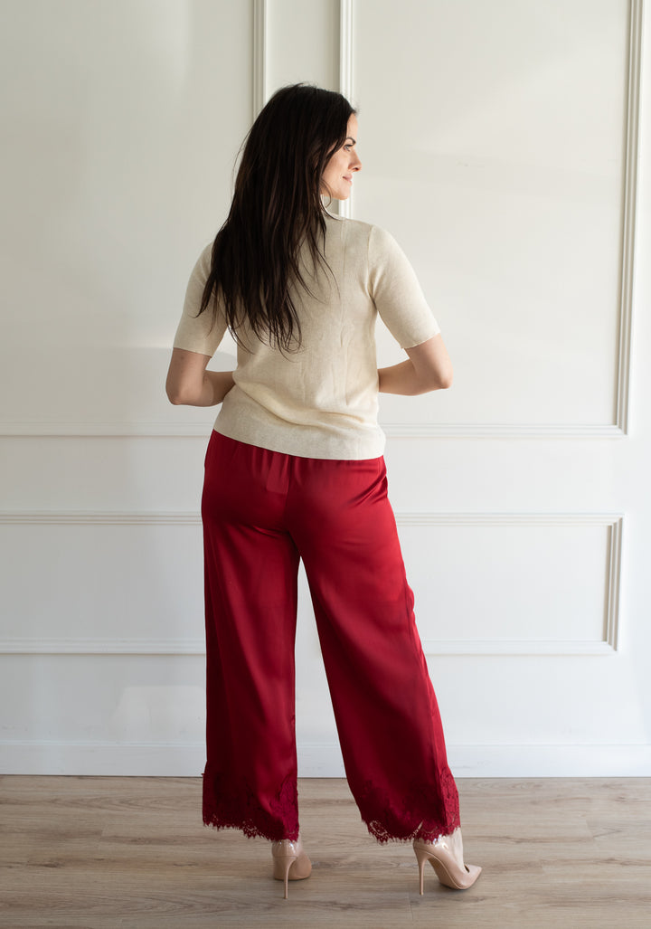 The Charolette Satin Pant - Red