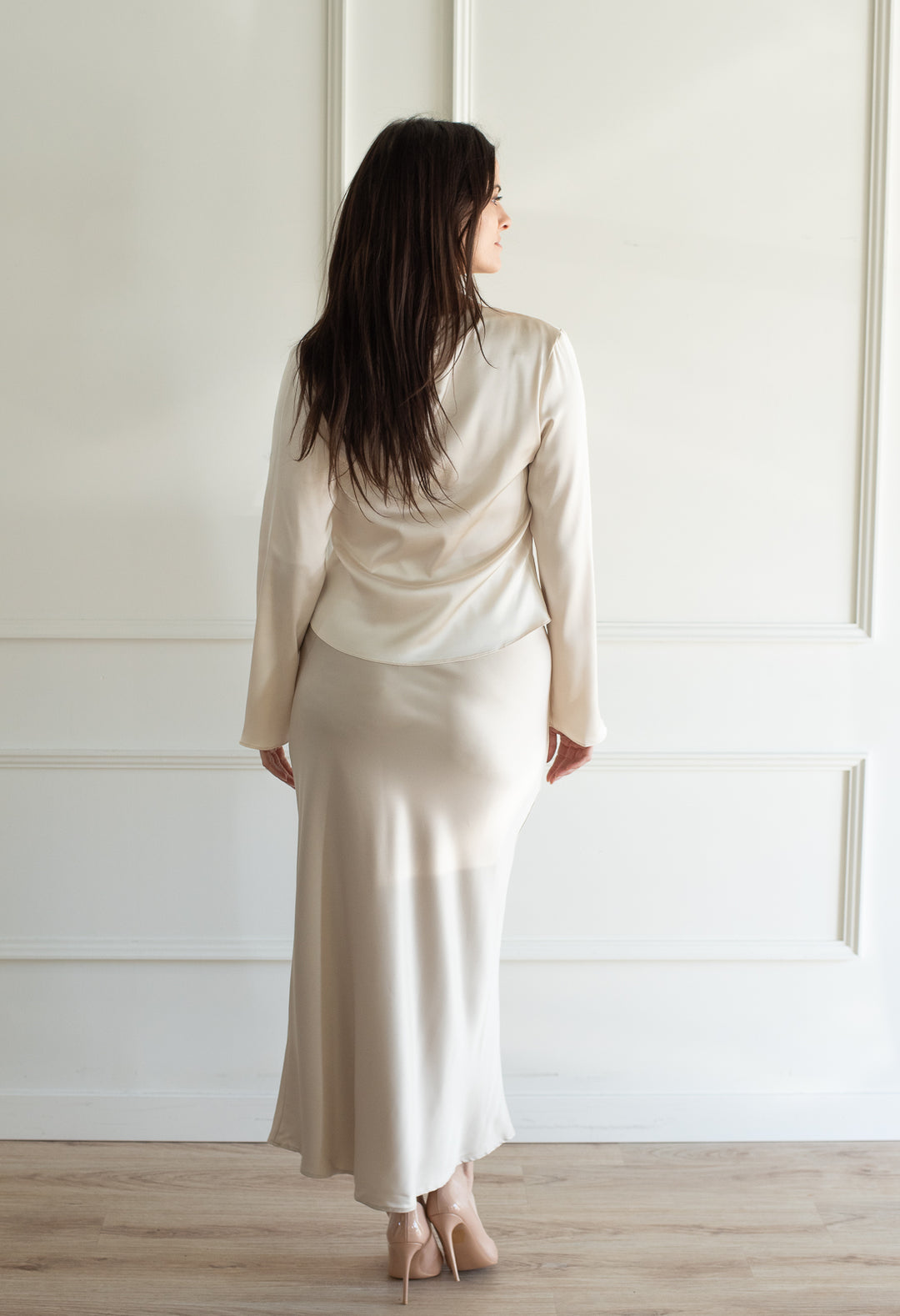 Drape Satin Blouse - Snowfall