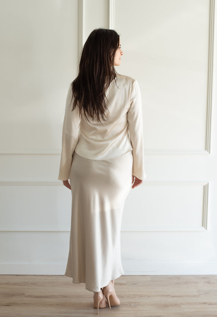 Drape Satin Blouse - Snowfall