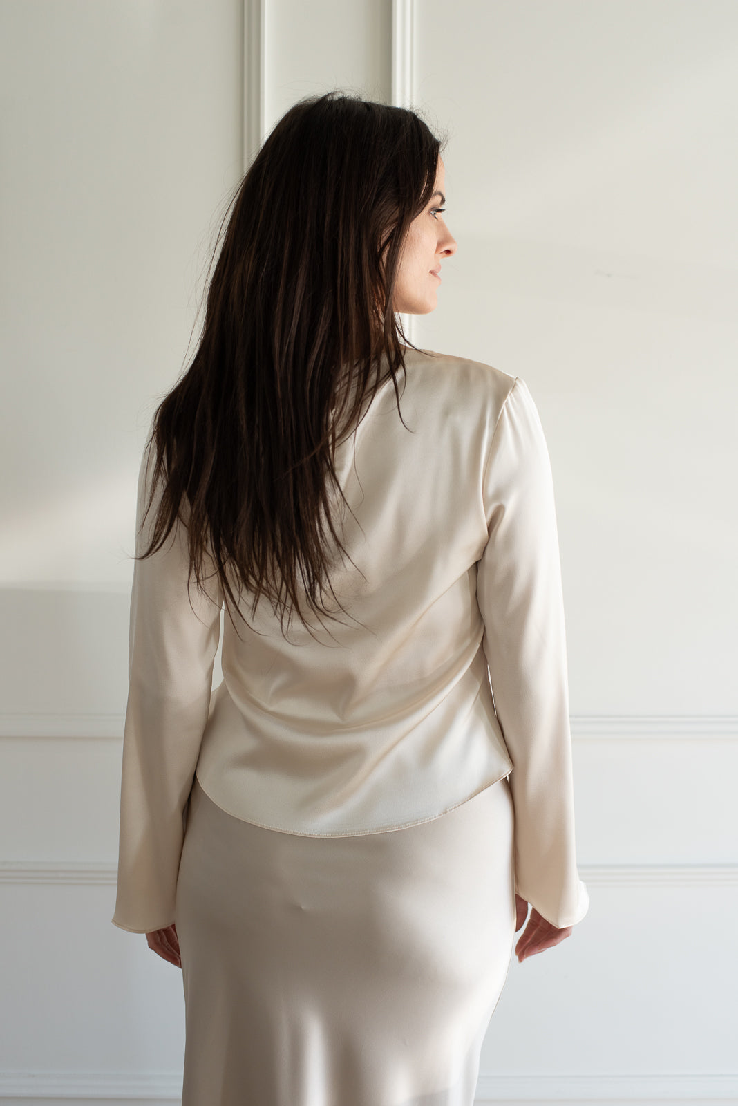 Drape Satin Blouse - Snowfall