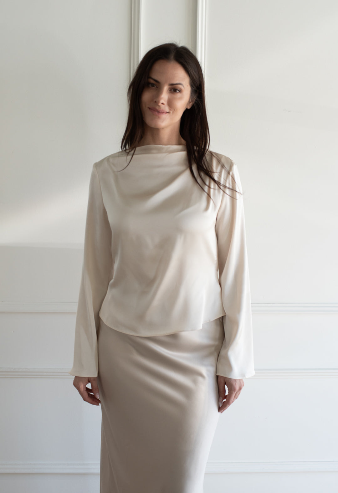 Drape Satin Blouse - Snowfall