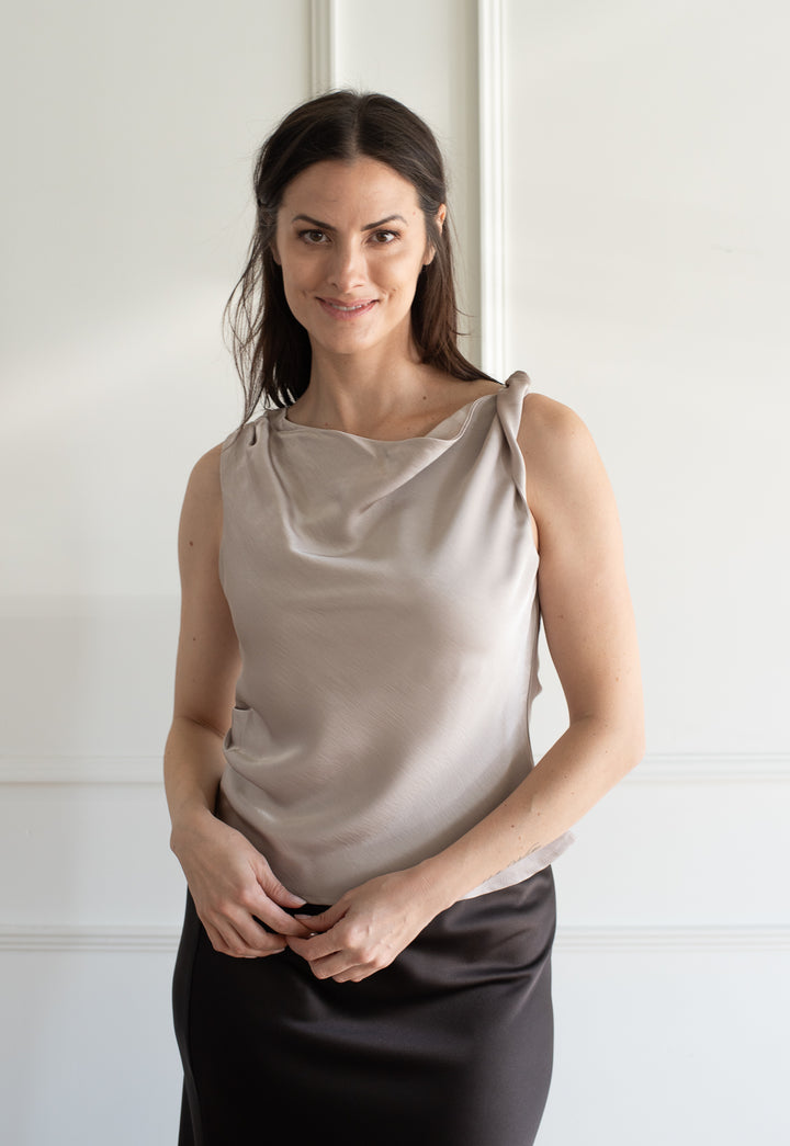 Draped Tank Blouse - Dove