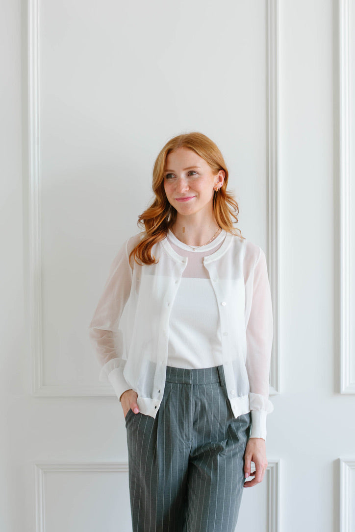 Sheer White Cardigan Set