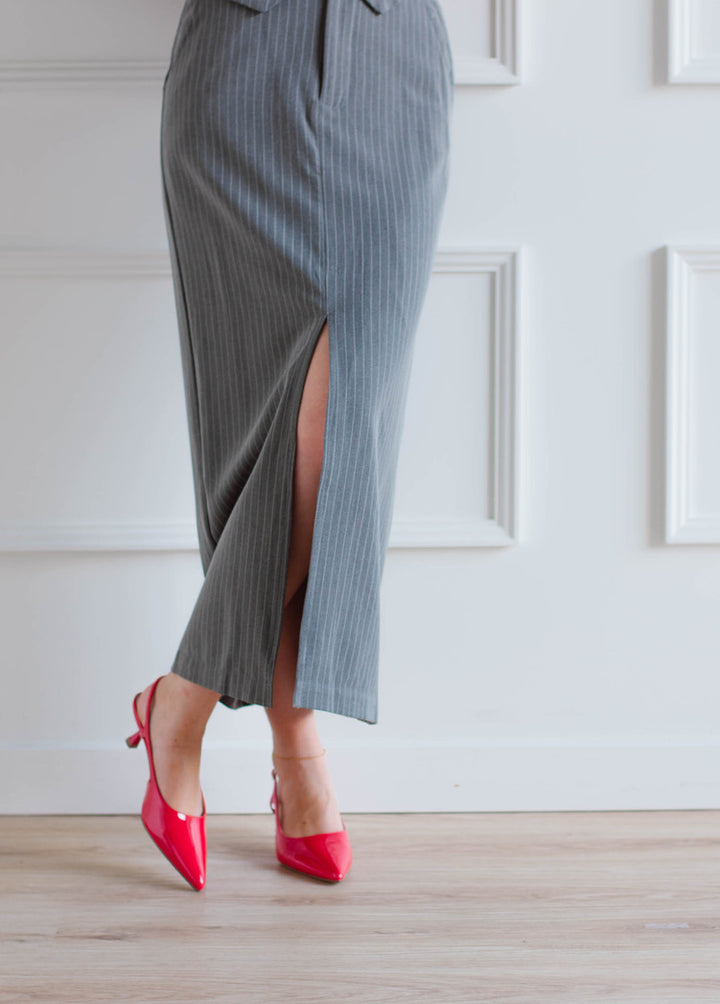 Charcoal Striped Skirt