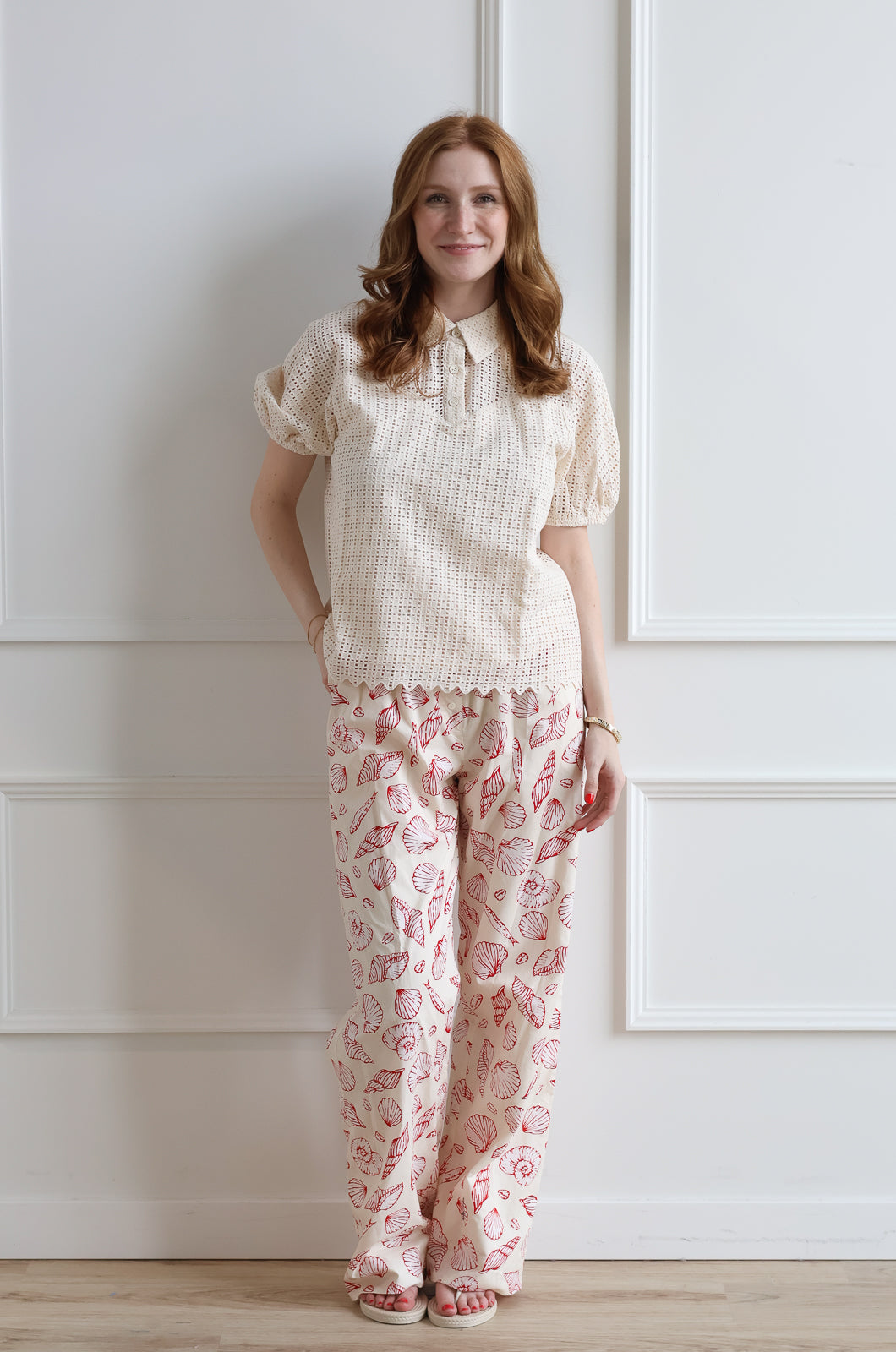 Eyelet Button Down Polo