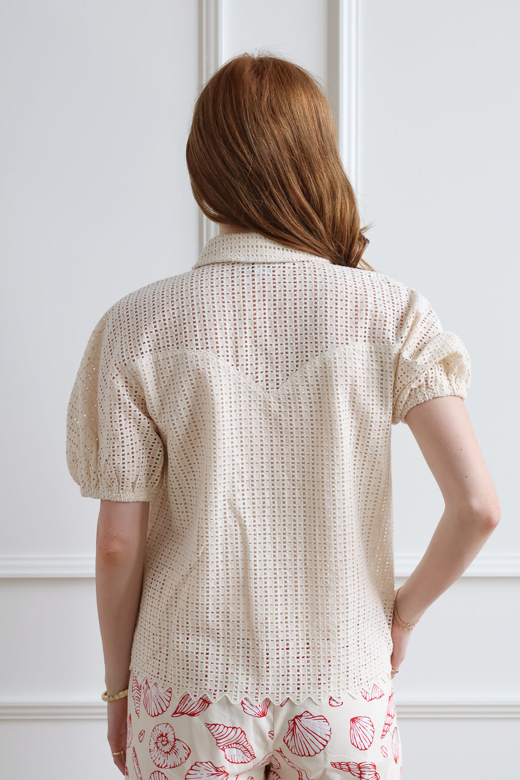 Eyelet Button Down Polo