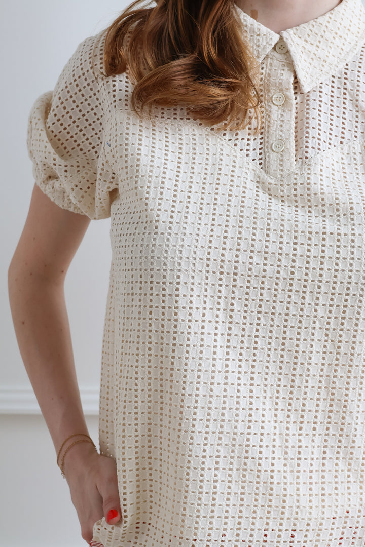 Eyelet Button Down Polo