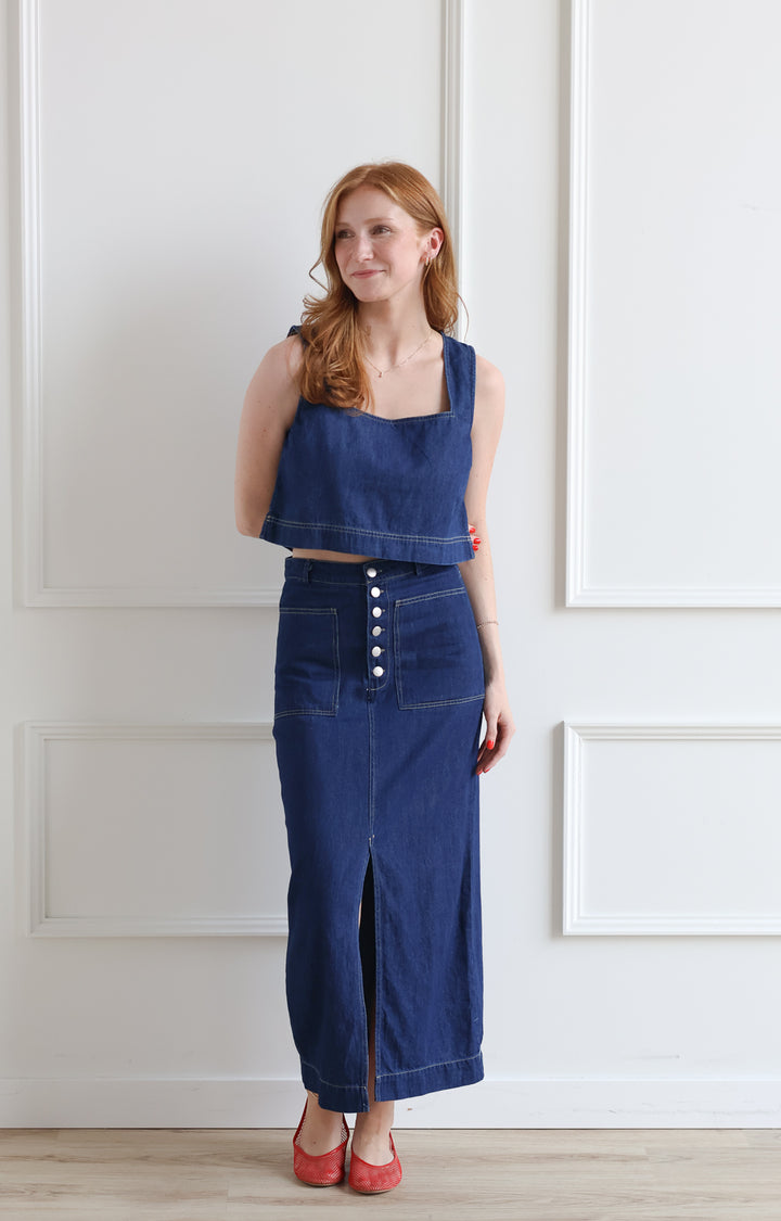 Dark Denim Cropped Tank