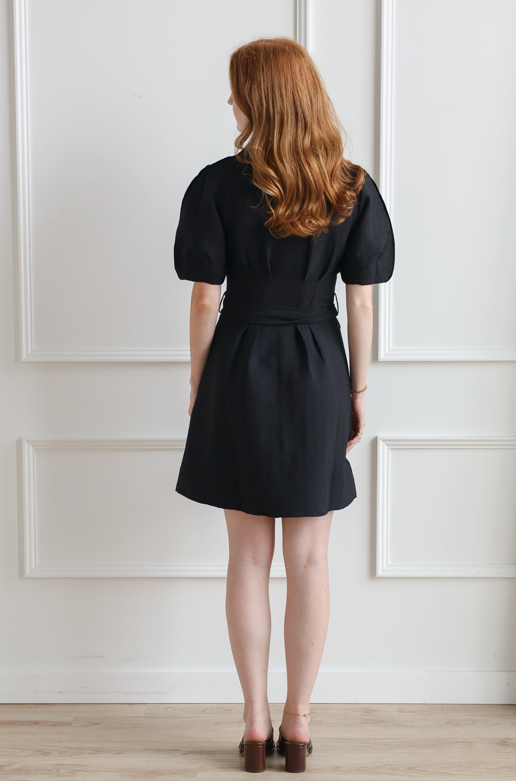 Pleated Day Dress - Black